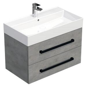 Koupelnová skříňka s černou úchytkou a umyvadlem SAT Cube Way 80x53x46 cm beton mat CUBE46C802BESAT