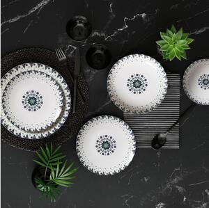 Jídelní sada 24 ks bílá/modrá/porcelán