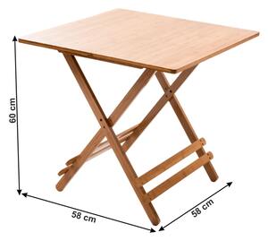 Skládací bambusový stůl Denice, 58 x 58 x 60 cm