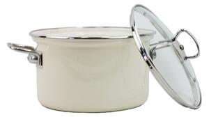 BELIS Smaltovaný hrnec se skleněnou poklicí ø 18 cm - 2,6 l - ECO-CERAMIC krémový - 41518-099DD8N3