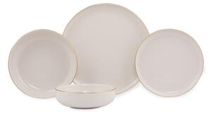Jídelní sada 16 ks bílá/zlatá/porcelán