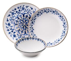 Jídelní sada 18 ks bílá/modrá/porcelán