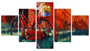 Obraz červeného kola, akrylová malba (125x70 cm)