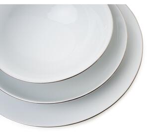 Jídelní sada 8 ks bílá/stříbrná/porcelán