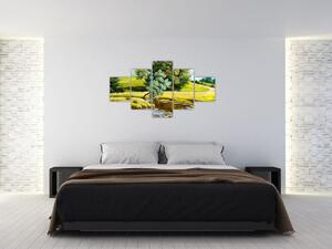 Obraz - Řeka mezi loukami, olejomalba (125x70 cm)