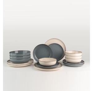 Jídelní sada 16 ks béžová/modrá/porcelán