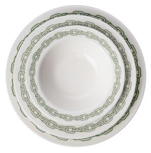 Jídelní sada 24 ks bílá/zelená/porcelán