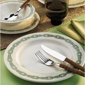 Jídelní sada 24 ks bílá/zelená/porcelán