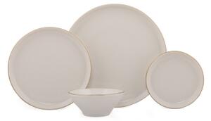 Jídelní sada 16 ks béžová/zlatá/porcelán