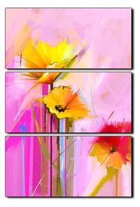 Obraz na plátně - Abstraktní malba, jarní květiny reprodukce- obdélník 7269B (90x60 cm )