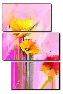 Obraz na plátně - Abstraktní malba, jarní květiny reprodukce- obdélník 7269D (90x60 cm)