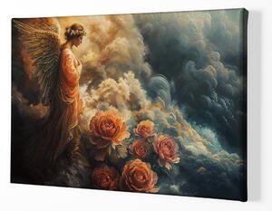Obraz na plátně - Nebeský anděl s květinami FeelHappy.cz Velikost obrazu: 40 x 30 cm