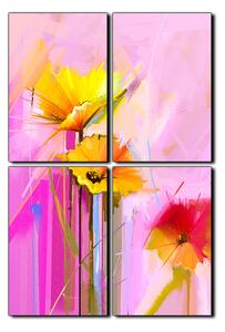 Obraz na plátně - Abstraktní malba, jarní květiny reprodukce- obdélník 7269E (120x80 cm)