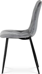Autronic Jídelní židle, potah šedá matná sametová látka, kovová 4nohá podnož, černý lak DCH-415 GREY4