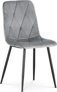 Autronic Jídelní židle, potah šedá matná sametová látka, kovová 4nohá podnož, černý lak DCH-415 GREY4