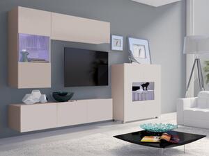 Obývací stěna Bralani III, Barva: Kašmír, Osvětlení: osvětlení LED - modré 5903211429286