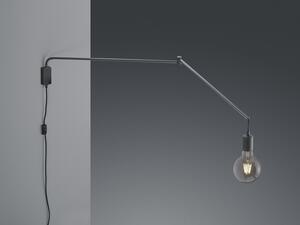 Trio Leuchten 200200132 LINE - Velká nástěnná lampa na otočném rameni na retro žárovku - od zdi max 150cm (Nástenná lampa v černé barvě s vypínačem na kabelu do zásuvky)