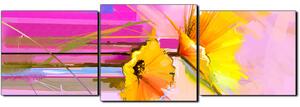 Obraz na plátně - Abstraktní malba, jarní květiny reprodukce- panoráma 5269D (150x50 cm)