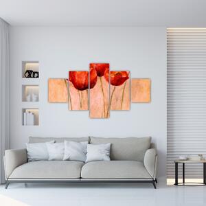 Obraz - Červené tulipány (125x70 cm)