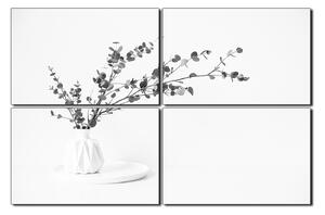 Obraz na plátně - Větev eukalyptu v bílé váze na bílém pozadí 1272QE (150x100 cm)