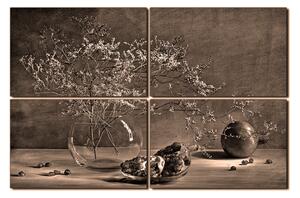 Obraz na plátně - Zátiší - větev a granátové jablko 1274FE (90x60 cm)