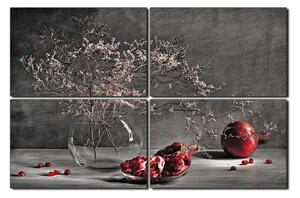 Obraz na plátně - Zátiší - větev a granátové jablko 1274QE (150x100 cm)