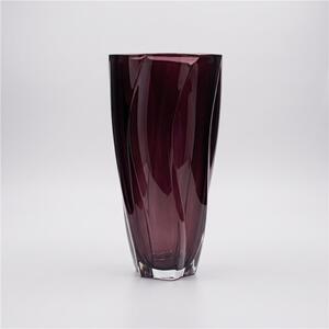 KŘIŠŤÁLOVÁ VÁZA BOHEMIA BARLEY TWIST BURGUNDE 305 MM