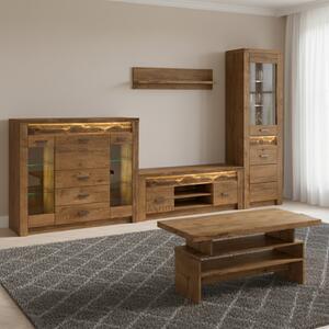 Obývací stěna INDIANAPOLIS s | sestava A | 330 cm + stolek 120x60 cm | jasan světlý