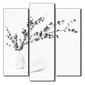 Obraz na plátně - Větev eukalyptu v bílé váze na bílém pozadí - čtverec 3272QC (75x75 cm)