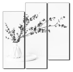 Obraz na plátně - Větev eukalyptu v bílé váze na bílém pozadí - čtverec 3272QD (75x75 cm)