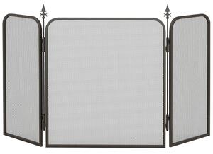 HOMCOM Ochrana krbu, skládací ochranná clona se 3 panely, ochranný štít proti jiskrám pro obývací pokoj, ložnici, kov, 96 x 56 cm, černá | Aosom