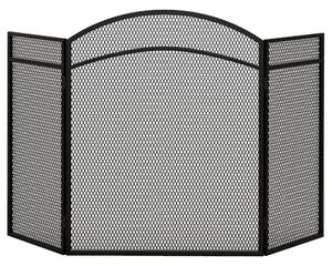 HOMCOM Ochranná Clona na Krb, Skládací Ochrana proti Iskření se 3 Panely, Bezpečnostní Clona na Krb pro Obývací Pokoj, Kovová, 96 x 60 cm, Černá | Aos