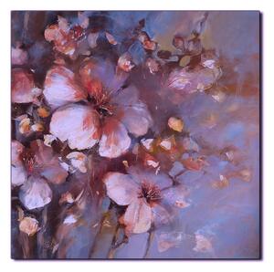 Obraz na plátně - Květ mandlí, reprodukce ruční malby - čtverec 3273FA (50x50 cm)