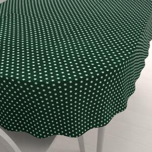 Biante Bavlněný oválný ubrus Sandra SA-350 Bílé hvězdičky na tmavě zeleném 100x140 cm