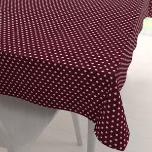Biante Bavlněný obdélníkový ubrus Sandra SA-351 Bílé hvězdičky na tmavě červeném 60x100 cm