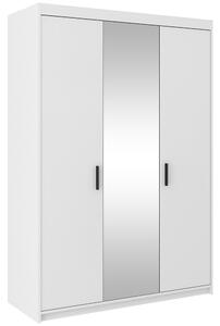 Šatní skříň ELENA 3D + zrcadlo | 133 cm | bílá