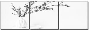 Obraz na plátně - Větev eukalyptu v bílé váze na bílém pozadí - panoráma 5272QB (150x50 cm)