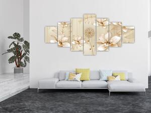 Obraz - Kompozice zlatých květin (210x100 cm)