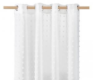 Krásná bílá záclona s kuličkami na kruhy 140 x 250 cm