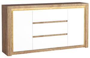 LIVINIO | komoda L-8 s policemi a zásuvkami | 184 cm | V CENĚ LED LIŠTA | ribbeck/bílá lesk