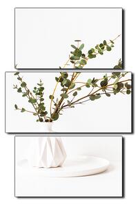 Obraz na plátně - Větev eukalyptu v bílé váze na bílém pozadí - obdélník 7272C (90x60 cm)