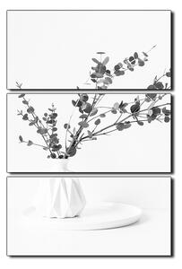 Obraz na plátně - Větev eukalyptu v bílé váze na bílém pozadí - obdélník 7272QB (120x80 cm)