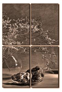 Obraz na plátně - Zátiší - větev a granátové jablko - obdélník 7274FE (120x80 cm)