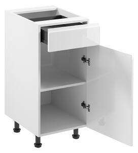 ASPEN b | dolní skříňka D40S1 PRAVÁ s policí a zásuvkou METALBOX | 40 cm | SOKL v CENĚ | bílá lesk