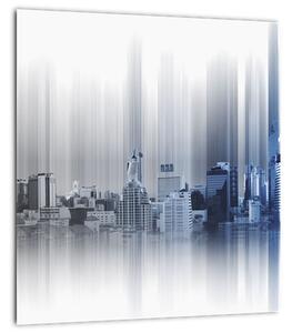 Obraz - Panorama města, modro-šedé (30x30 cm)