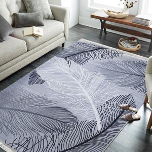 Originální šedý koberec s motivem pírek do obývacího pokoje Šířka: 180 cm | Délka: 280 cm
