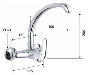 Aqualine - Dřezová baterie KASIOPEA 20 cm lesklý chrom