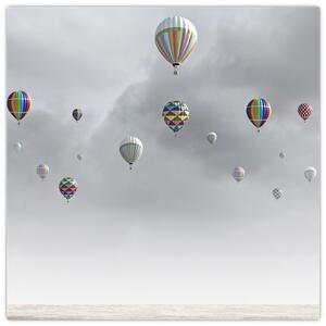Obraz - Balóny nad cihlovou zdí (30x30 cm)