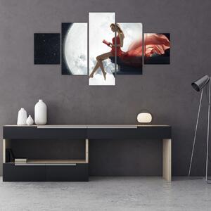 Obraz - Žena za svitu měsíce (125x70 cm)