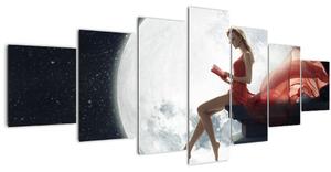 Obraz - Žena za svitu měsíce (210x100 cm)